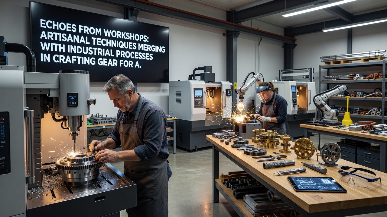 Industrial molding equipment alongside workbench where artisans apply final detailing to swim fins and alpine bindings