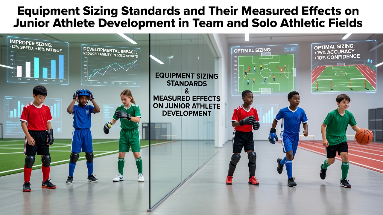Junior athletes using properly sized equipment during training sessions on team fields and individual courts