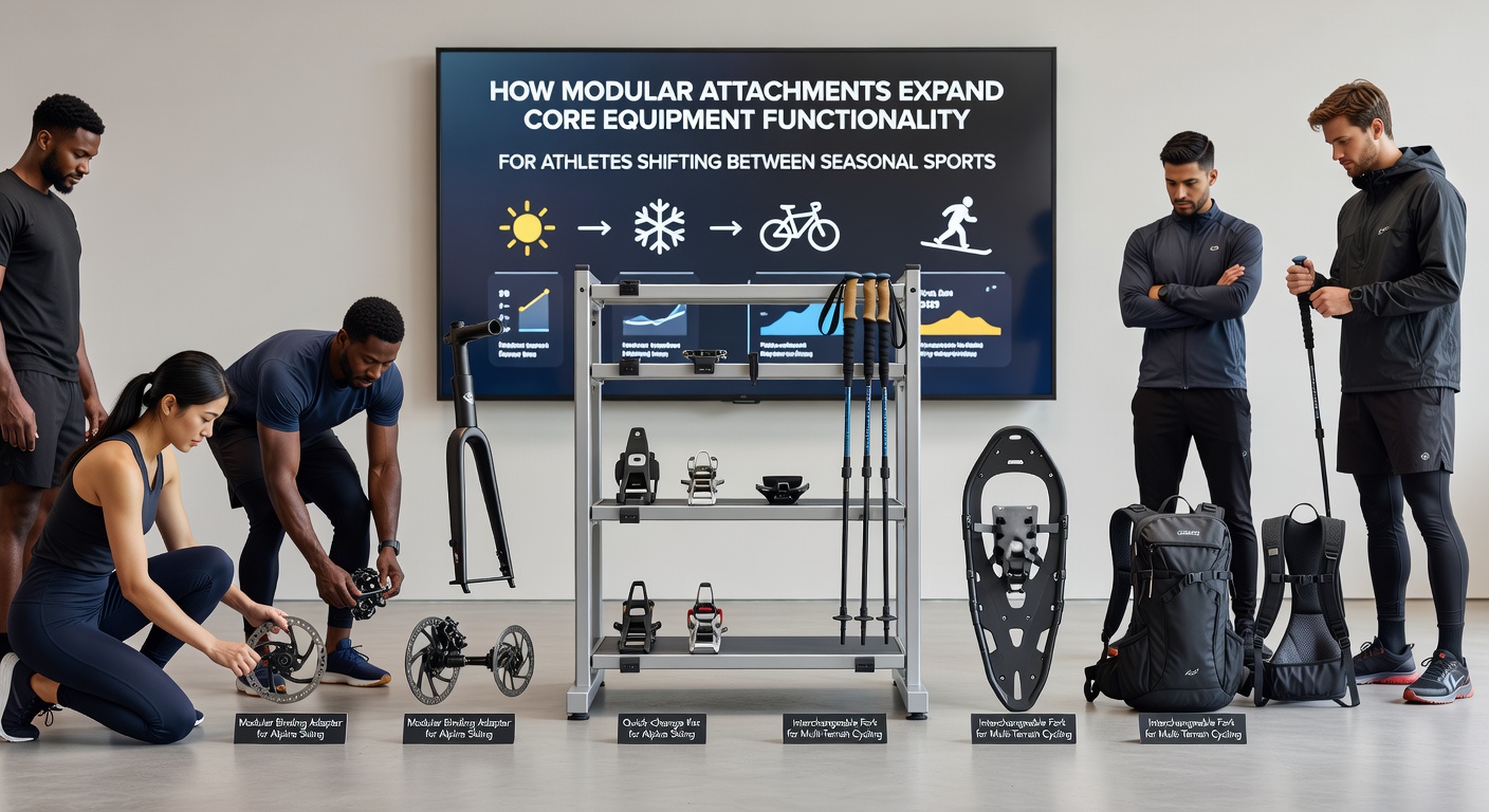 Close-up of modular attachment system on cycling shoes converting to court sport grips with interchangeable plates