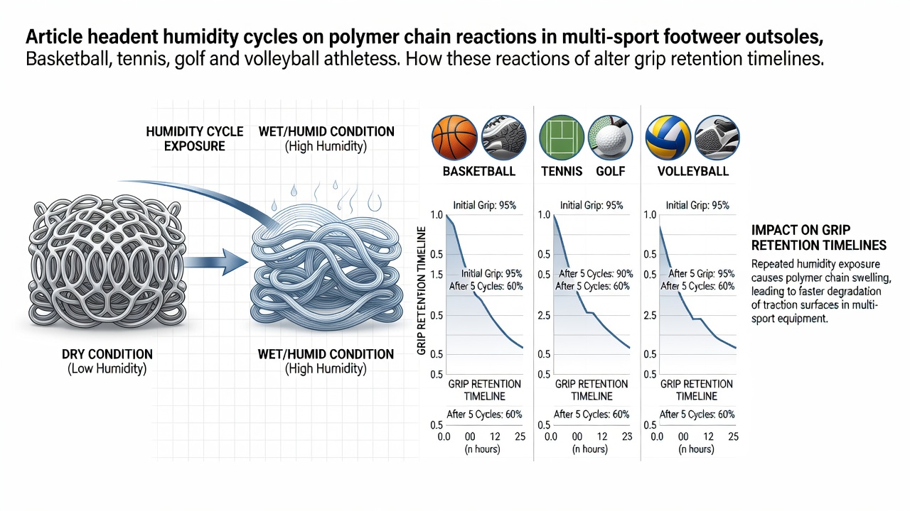 Polymer chain structures in athletic footwear materials responding to humidity variations