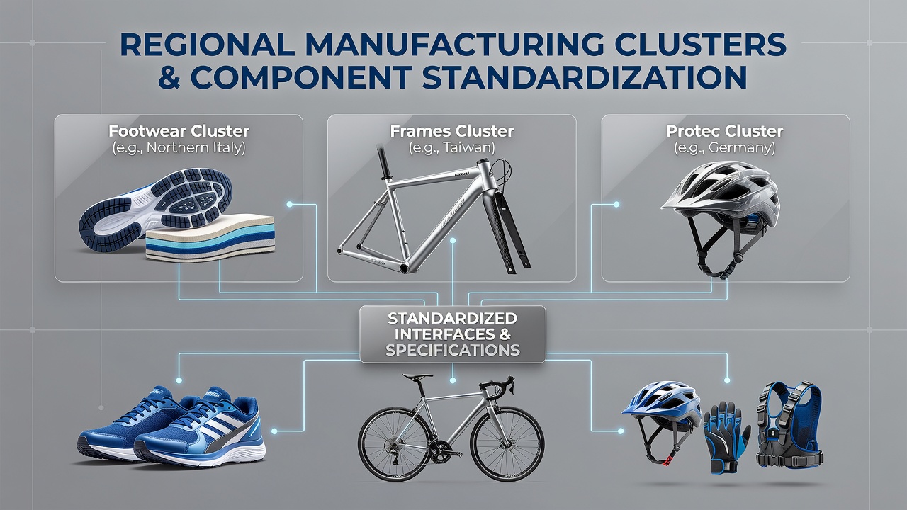 Standardized frame components assembled in European manufacturing clusters for precision and endurance athletic equipment