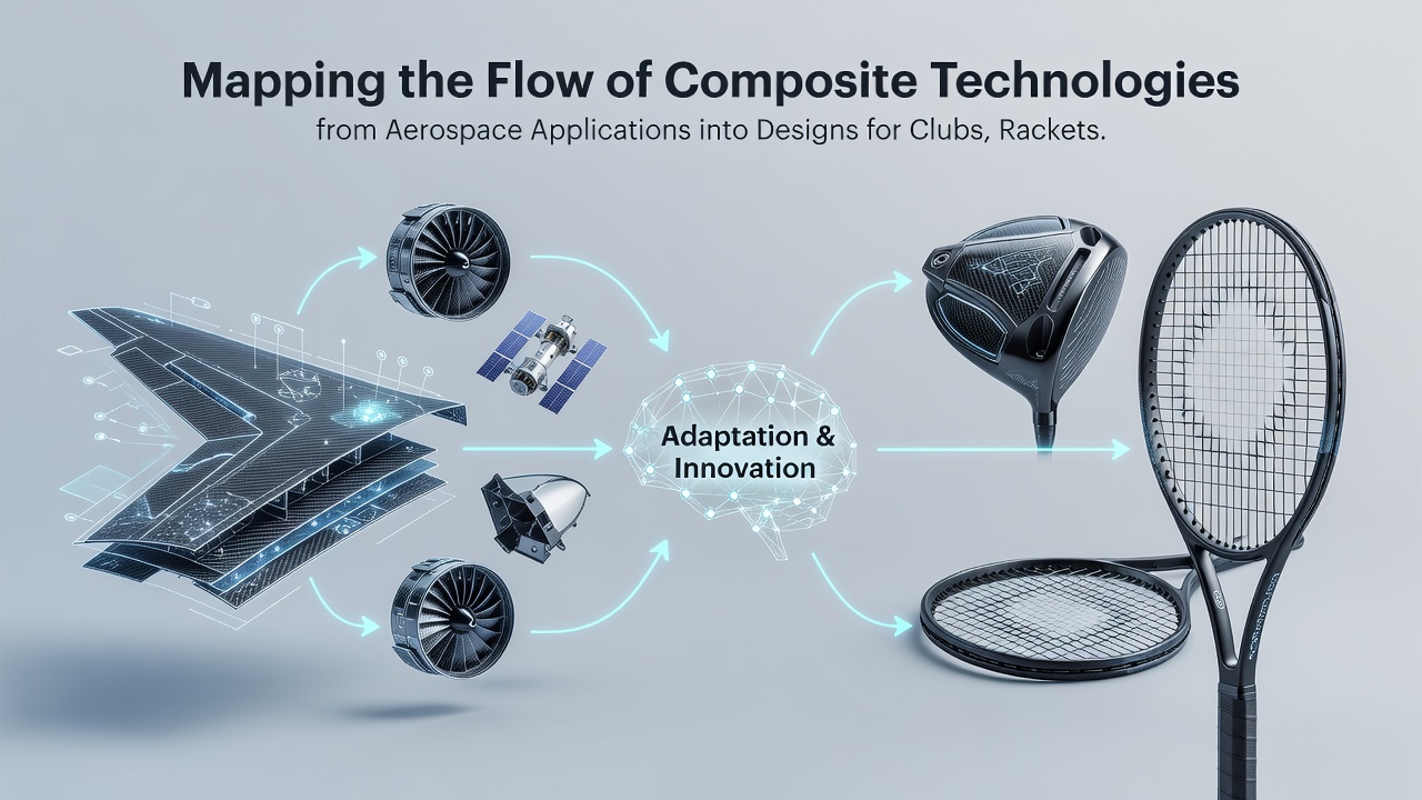Detailed view of composite layering in modern racket and club frames