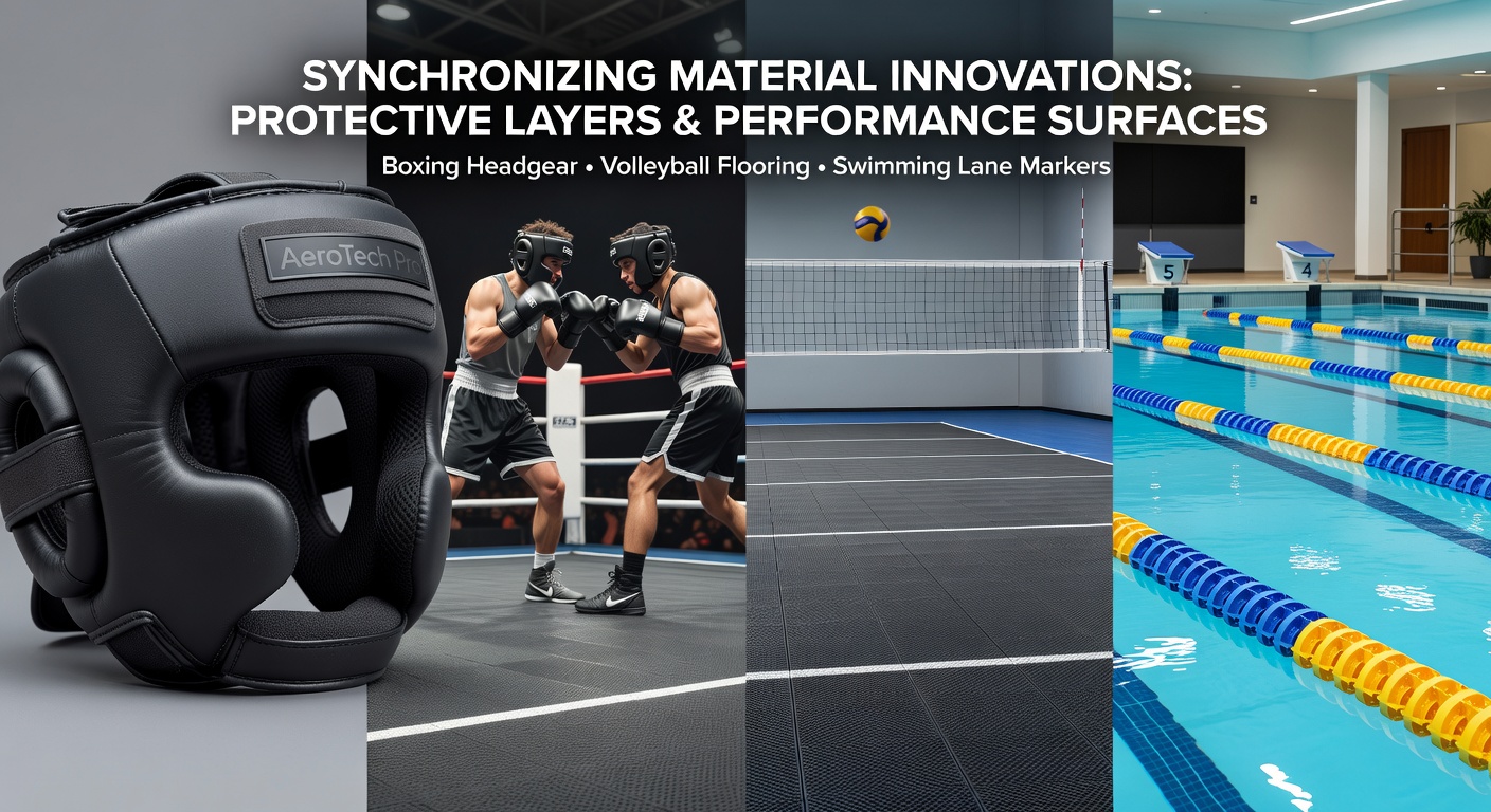 Advanced polymer layers in boxing headgear demonstrating impact absorption technology now influencing sports surfaces
