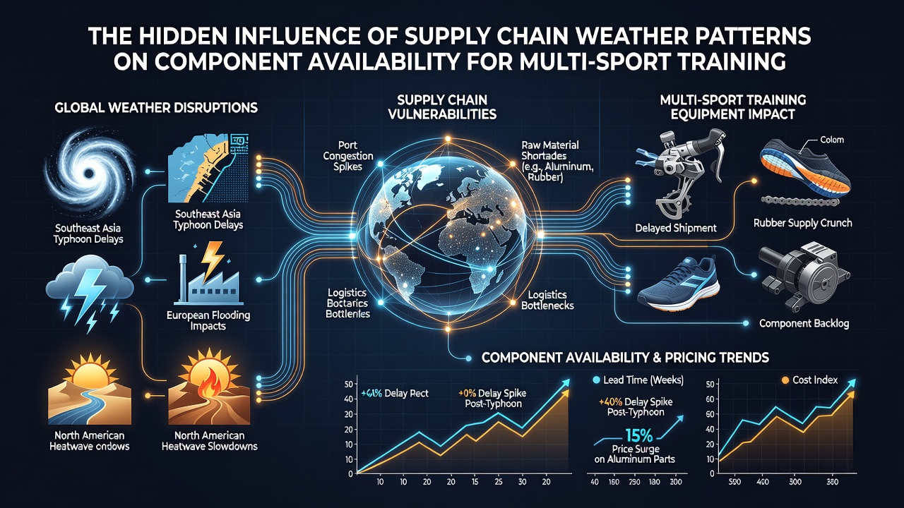 Weather-related delays in global logistics for athletic training gear